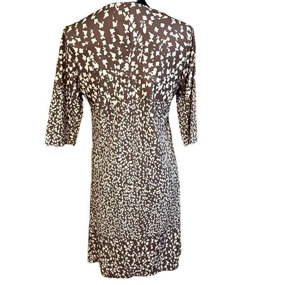 Short Sleeve Silky Slip Dress V-Neck Brown and Tan Print size Small - Picture 5 of 11